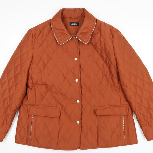 David Barry Womens Orange Quilted Coat Size 20 Snap