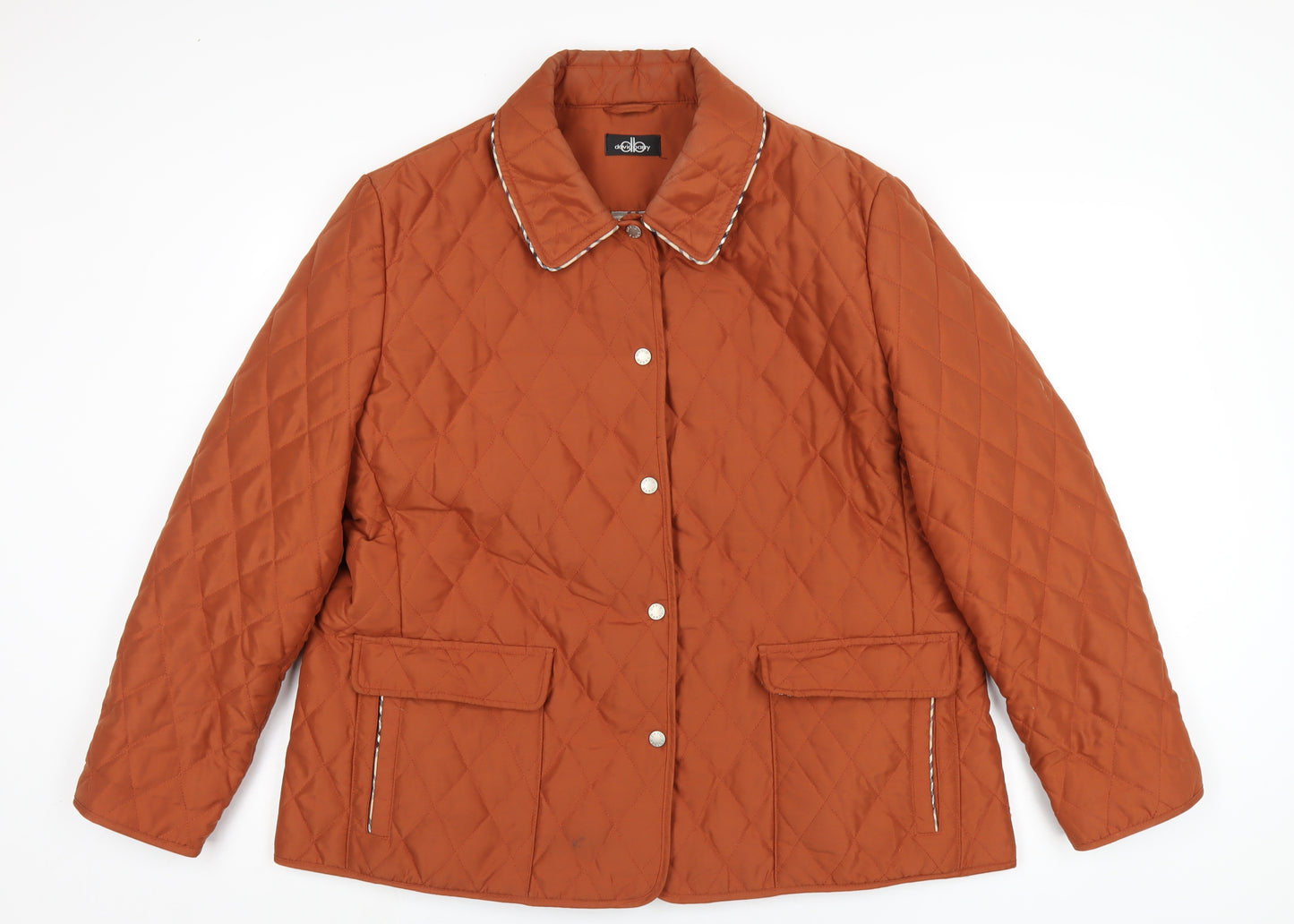 David Barry Womens Orange Quilted Coat Size 20 Snap