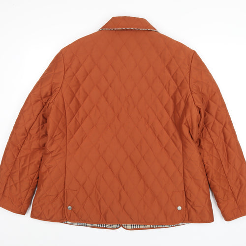 David Barry Womens Orange Quilted Coat Size 20 Snap