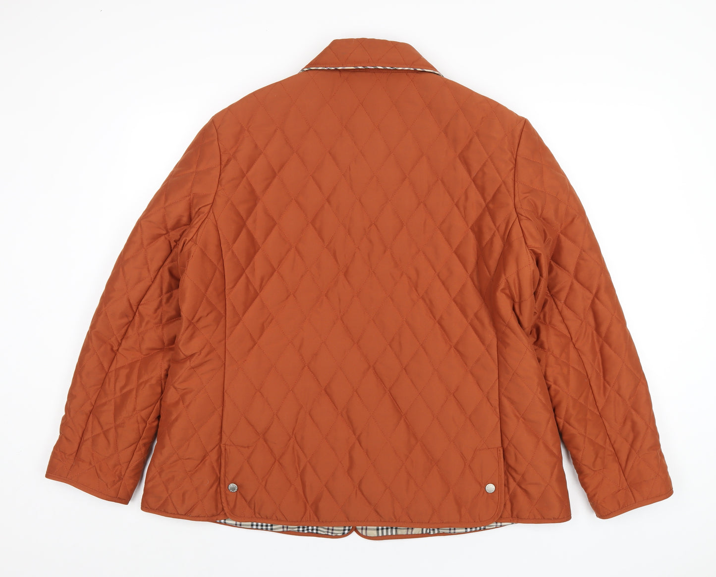 David Barry Womens Orange Quilted Coat Size 20 Snap