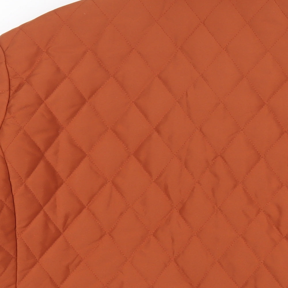 David Barry Womens Orange Quilted Coat Size 20 Snap