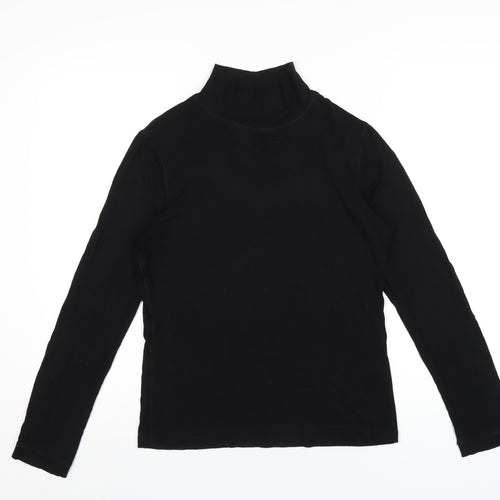 Basler Womens Black Viscose Basic T-Shirt Size 10 Mock Neck