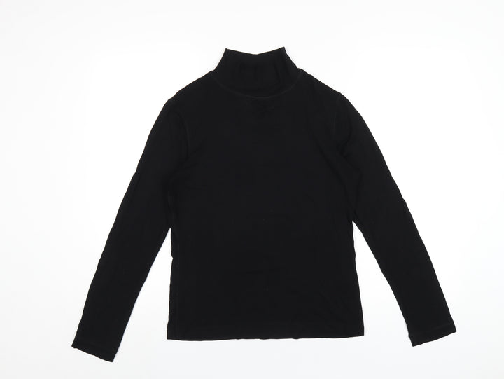 Basler Womens Black Viscose Basic T-Shirt Size 10 Mock Neck