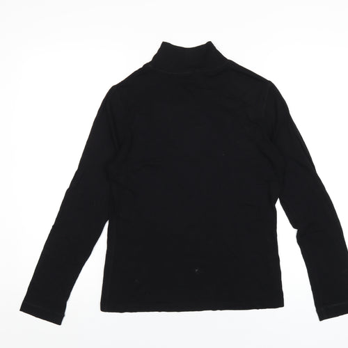 Basler Womens Black Viscose Basic T-Shirt Size 10 Mock Neck