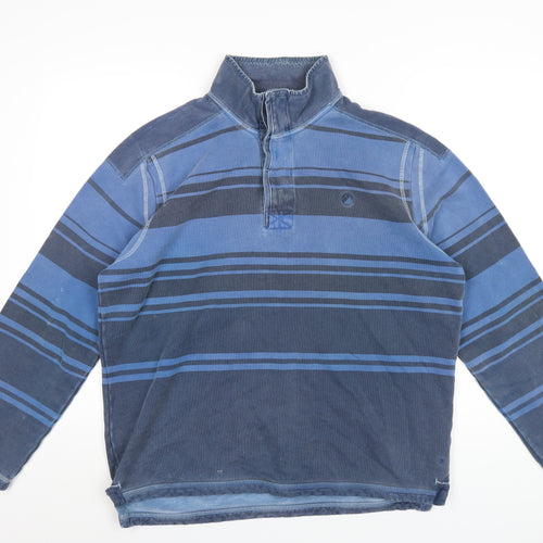 Marks and Spencer Mens Blue Striped Cotton Pullover Sweatshirt Size M