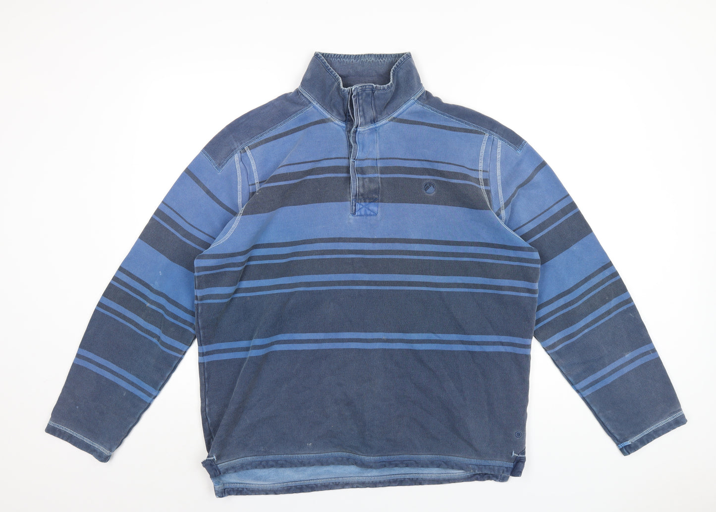 Marks and Spencer Mens Blue Striped Cotton Pullover Sweatshirt Size M