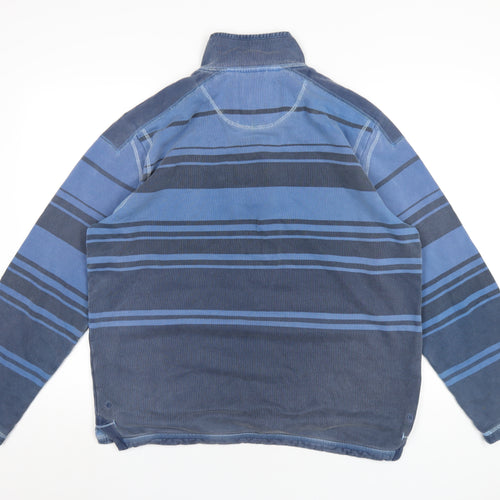 Marks and Spencer Mens Blue Striped Cotton Pullover Sweatshirt Size M