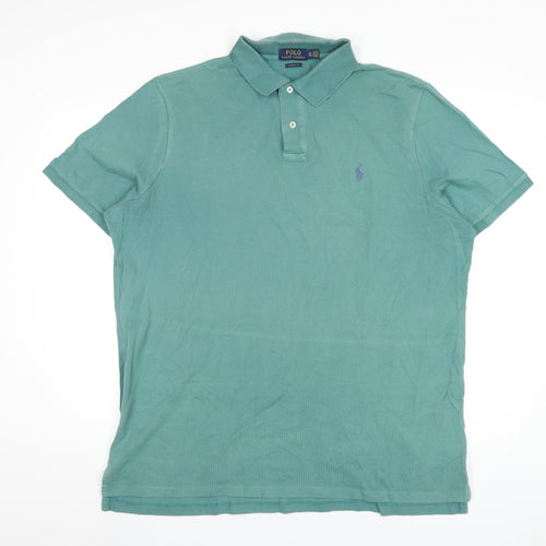 Polo Ralph Lauren Mens Green Cotton Polo Size XL Collared Button