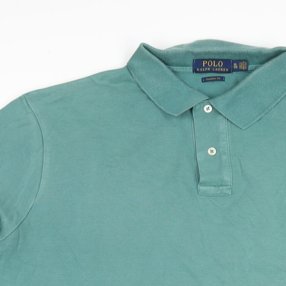 Polo Ralph Lauren Mens Green Cotton Polo Size XL Collared Button