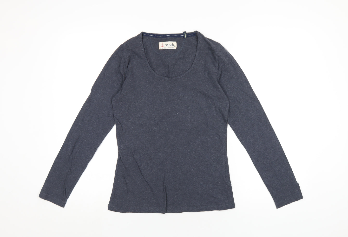 Seasalt Womens Blue Cotton Basic T-Shirt Size 10 Round Neck