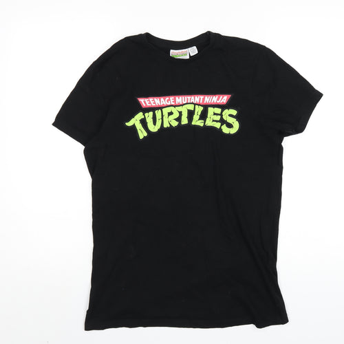 Nickelodeon Mens Black Cotton T-Shirt Size M Round Neck - Teenage Mutant Ninja Turtles