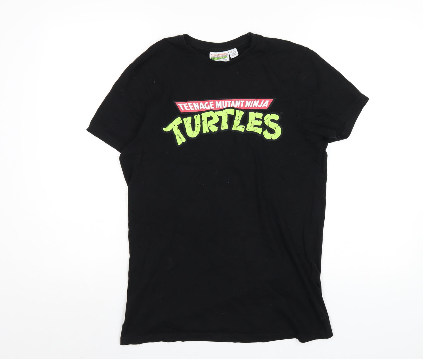 Nickelodeon Mens Black Cotton T-Shirt Size M Round Neck - Teenage Mutant Ninja Turtles