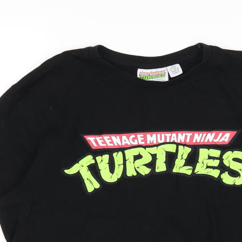 Nickelodeon Mens Black Cotton T-Shirt Size M Round Neck - Teenage Mutant Ninja Turtles