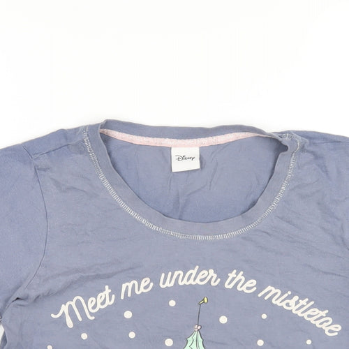 Disney Womens Blue Cotton Basic T-Shirt Size 8 Round Neck - Minnie Mouse Christmas