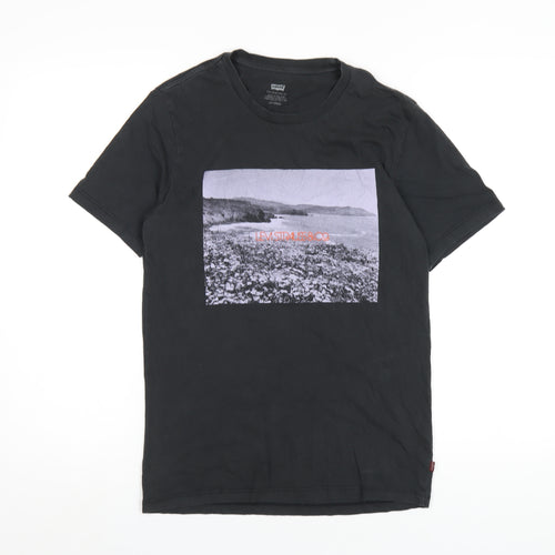 Levi's Womens Black Cotton Basic T-Shirt Size XS Round Neck