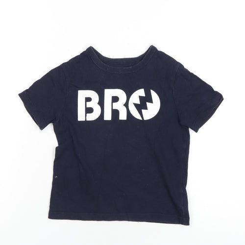 Gap Boys Blue Cotton Basic T-Shirt Size 4 Years Round Neck Pullover
