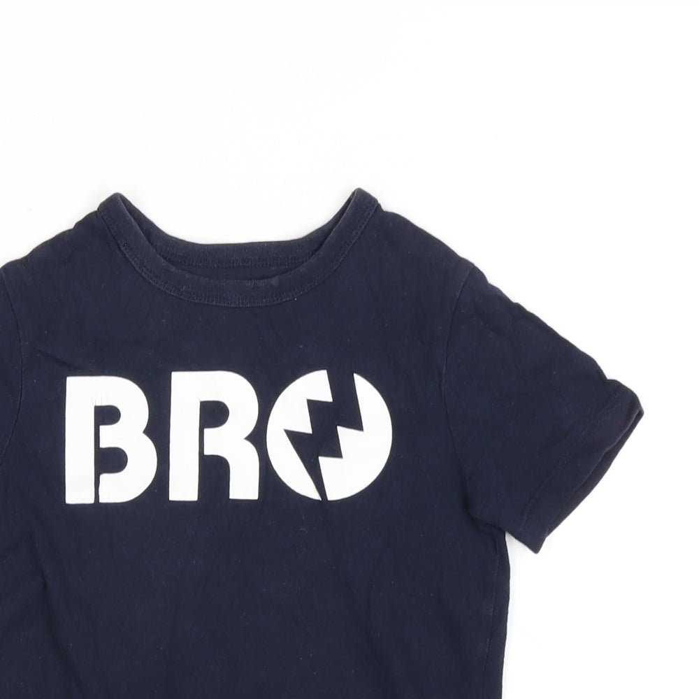 Gap Boys Blue Cotton Basic T-Shirt Size 4 Years Round Neck Pullover