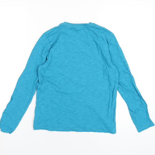 Gap Boys Blue Cotton Basic T-Shirt Size 8-9 Years Round Neck Pullover - Reversible Sequins