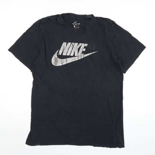 Nike Mens Black Cotton T-Shirt Size M Round Neck