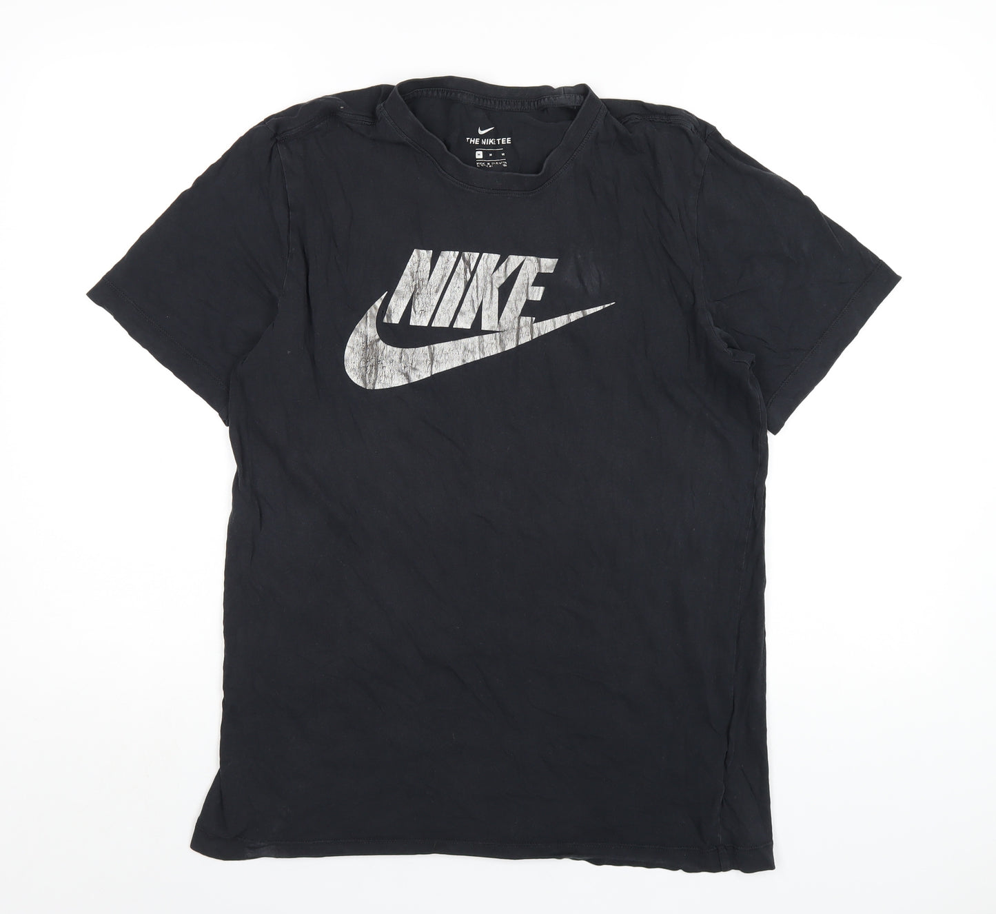 Nike Mens Black Cotton T-Shirt Size M Round Neck