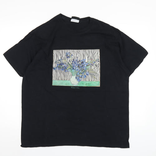 Vintage Supply Womens Black Cotton Basic T-Shirt Size L Round Neck - Vincent Van Gogh