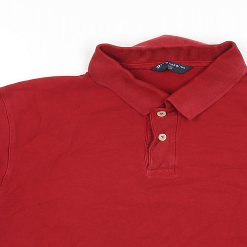 Marks and Spencer Mens Red Cotton Polo Size M Collared Button