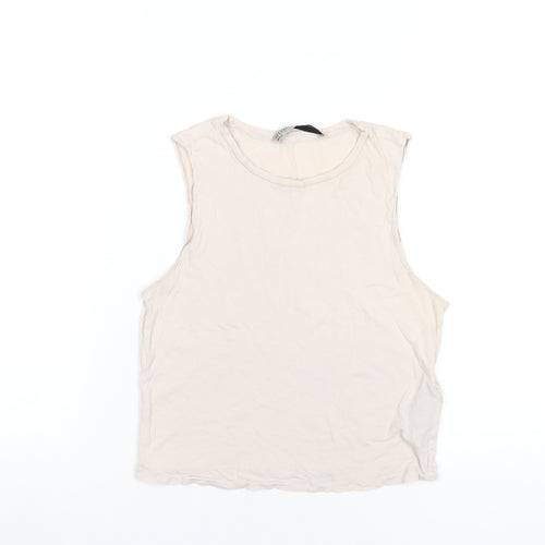 AllSaints Womens Pink Cotton Basic Tank Size S Round Neck
