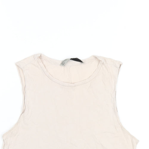 AllSaints Womens Pink Cotton Basic Tank Size S Round Neck