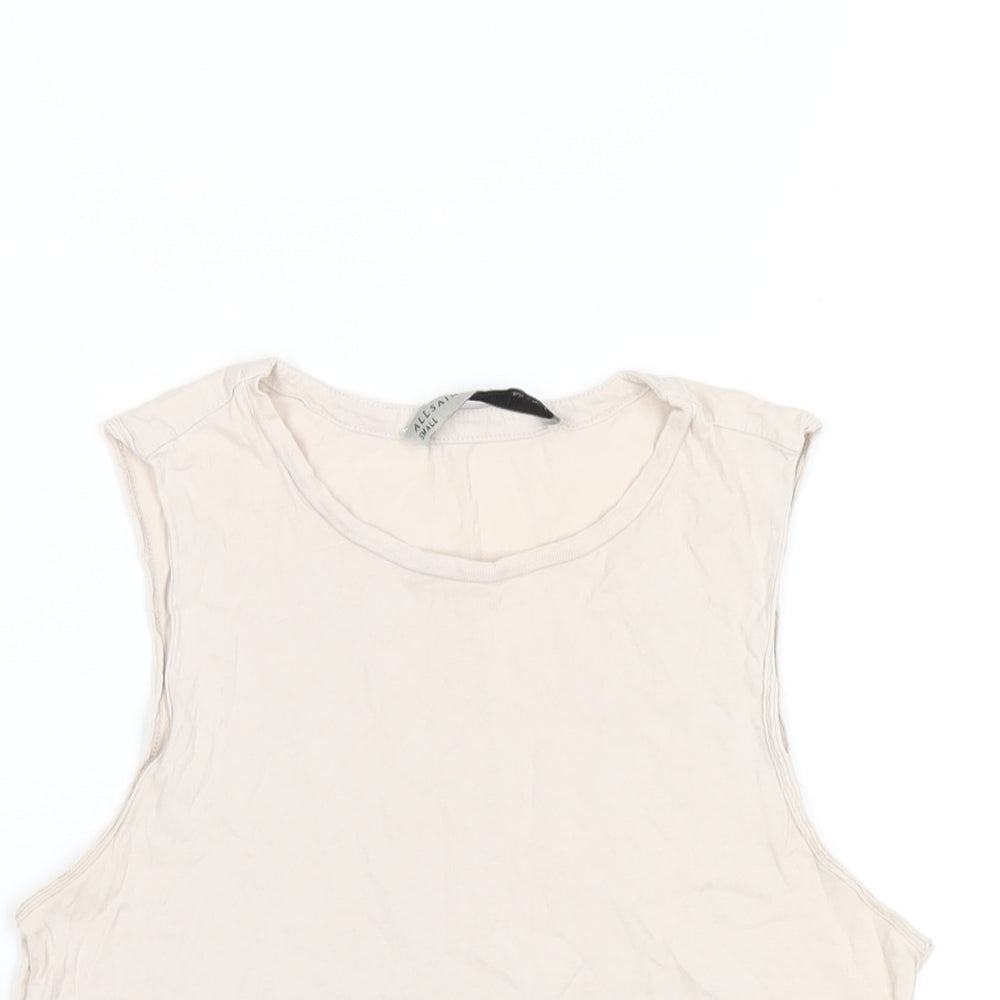 AllSaints Womens Pink Cotton Basic Tank Size S Round Neck