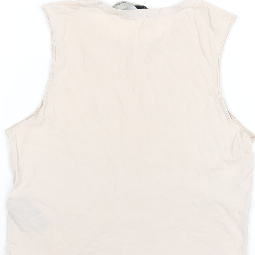AllSaints Womens Pink Cotton Basic Tank Size S Round Neck