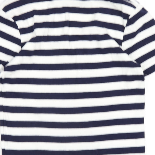 Ralph Lauren Sport Womens Blue Striped Cotton Basic T-Shirt Size L V-Neck