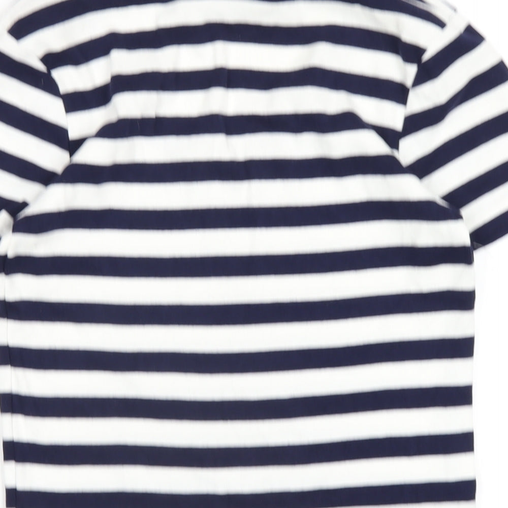 Ralph Lauren Sport Womens Blue Striped Cotton Basic T-Shirt Size L V-Neck