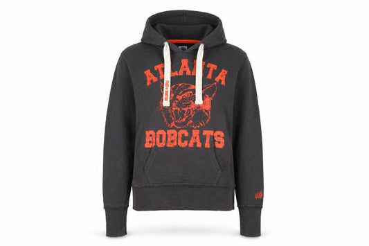 Front view of Fred in Boston women’s grey cotton pullover hoodie, size M, pullover - atlanta bobcats