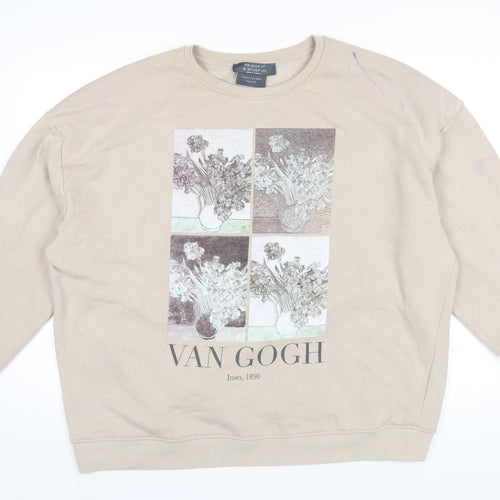 Vincent Van Gogh Mens Beige Polyester Pullover Sweatshirt Size XL - Vincent Van Gogh Irises, 1890