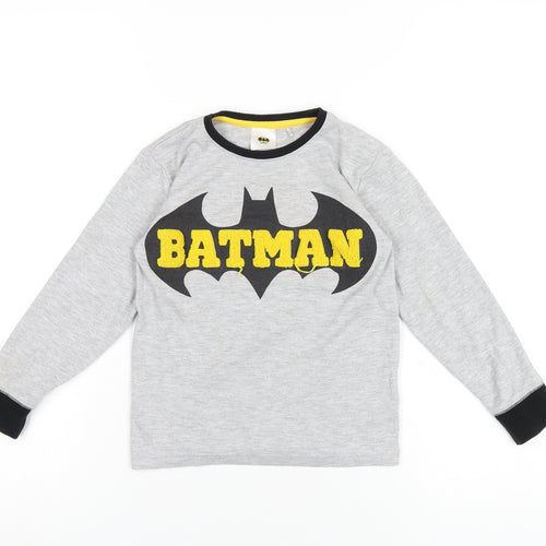 Batman Boys Grey Polyester Basic T-Shirt Size 5-6 Years Round Neck Pullover