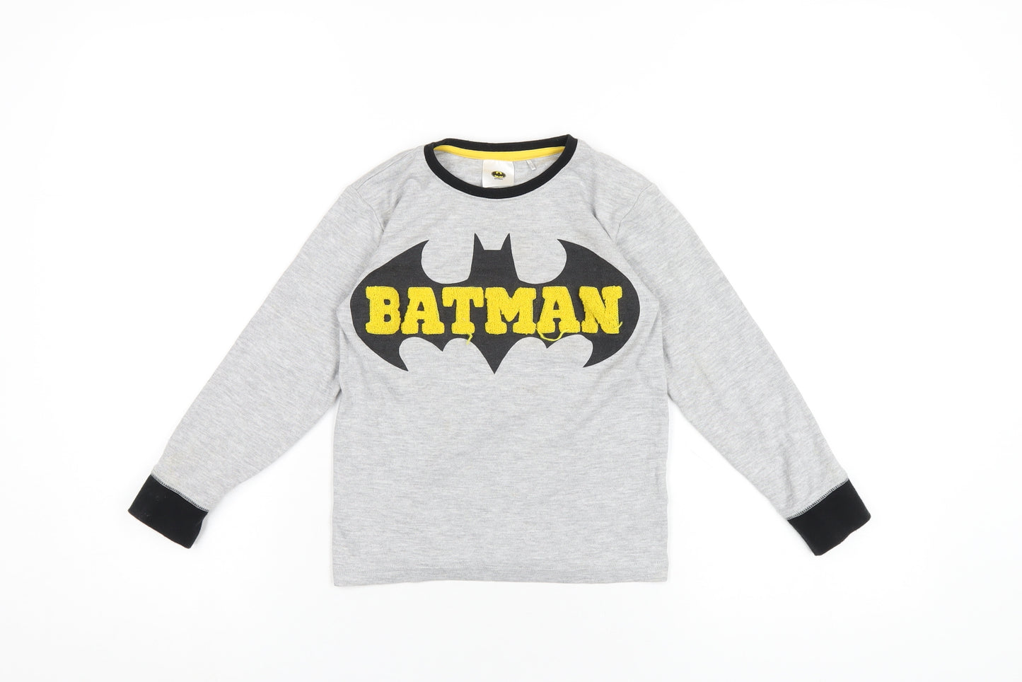 Batman Boys Grey Polyester Basic T-Shirt Size 5-6 Years Round Neck Pullover