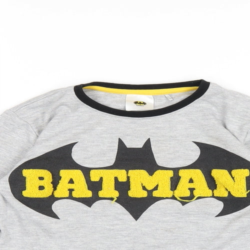 Batman Boys Grey Polyester Basic T-Shirt Size 5-6 Years Round Neck Pullover