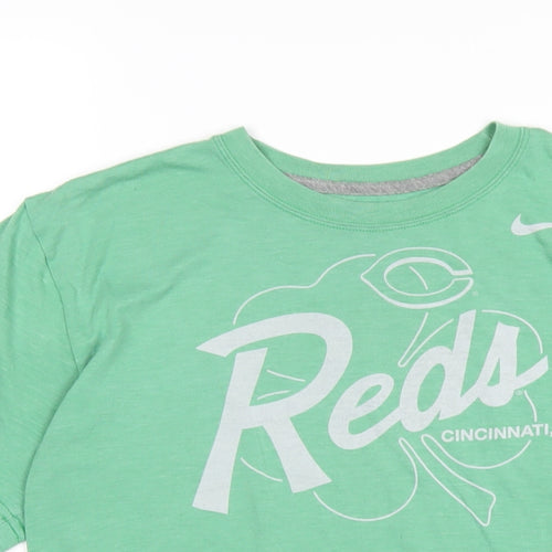 Nike Mens Green Polyester T-Shirt Size M Round Neck - Cincinnati Reds