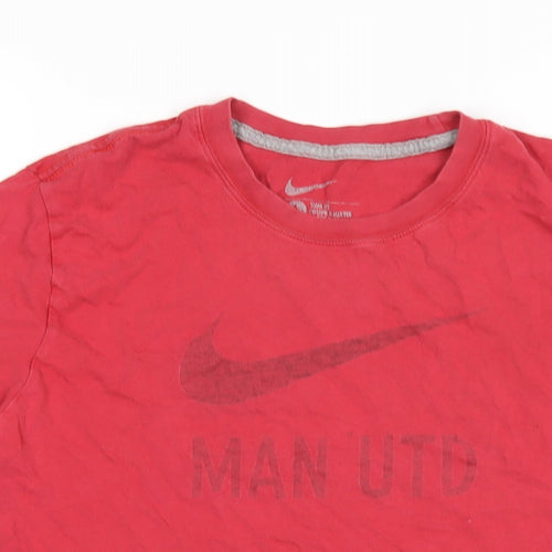 Nike Mens Red Cotton T-Shirt Size L Round Neck - Manchester United