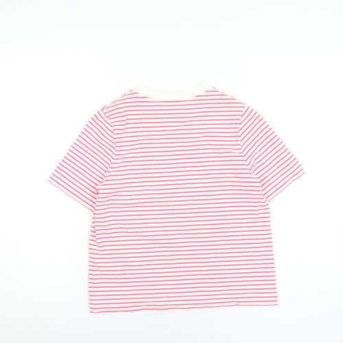 COS Womens Pink Striped Cotton Basic T-Shirt Size S Round Neck