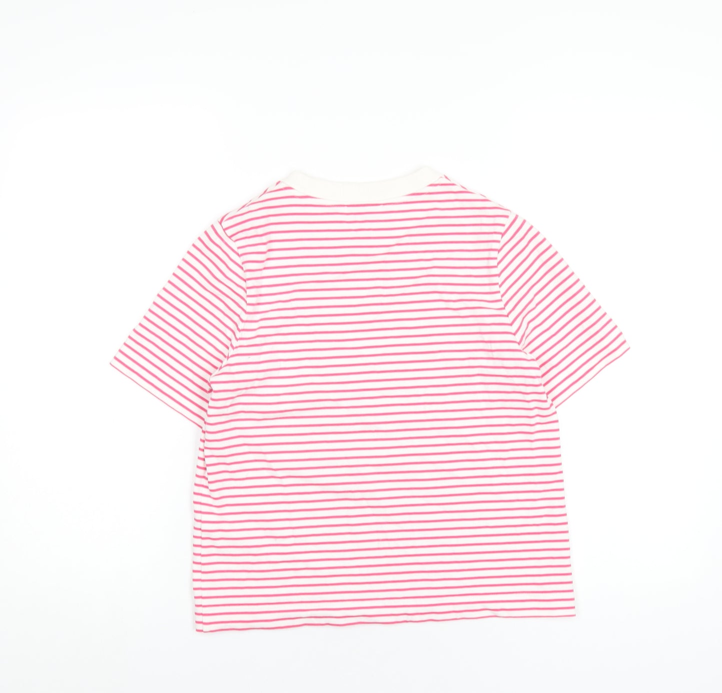 COS Womens Pink Striped Cotton Basic T-Shirt Size S Round Neck