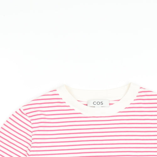 COS Womens Pink Striped Cotton Basic T-Shirt Size S Round Neck