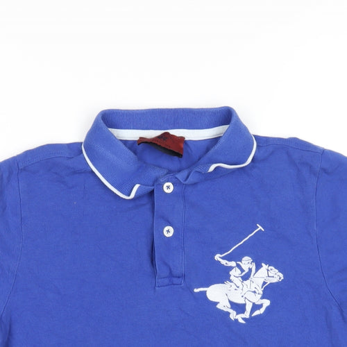 Beverly Hills Polo Club Mens Blue Cotton Polo Size S Collared Button