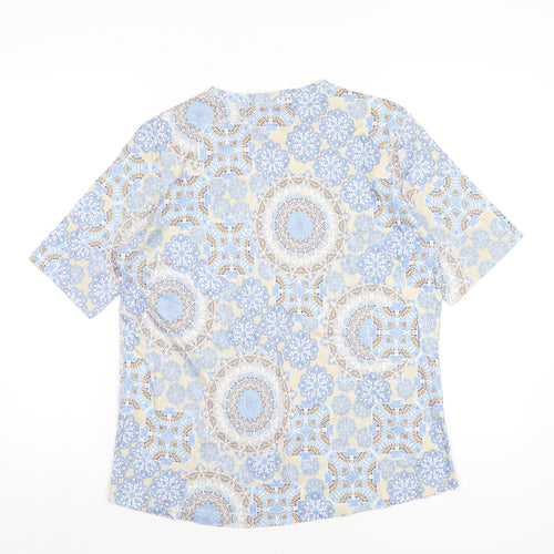 Country Casuals Womens Multicoloured Geometric Cotton Basic T-Shirt Size M Round Neck