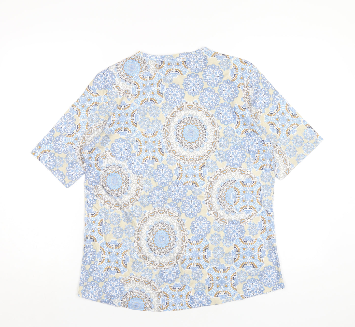 Country Casuals Womens Multicoloured Geometric Cotton Basic T-Shirt Size M Round Neck
