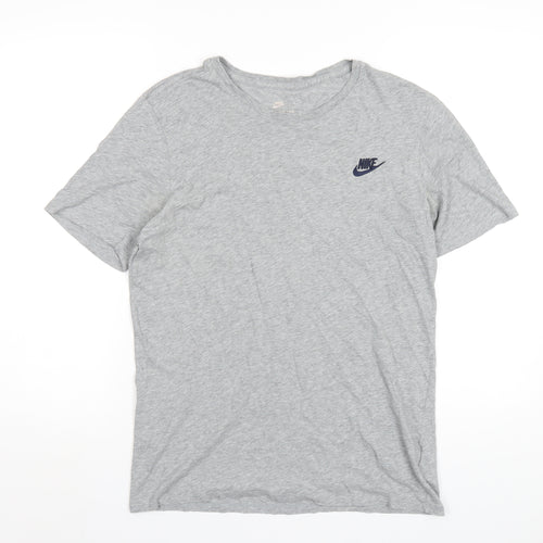 Nike Mens Grey Cotton T-Shirt Size M Round Neck