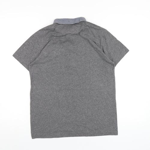 Steel & Jelly Mens Grey Cotton Polo Size S Collared Button