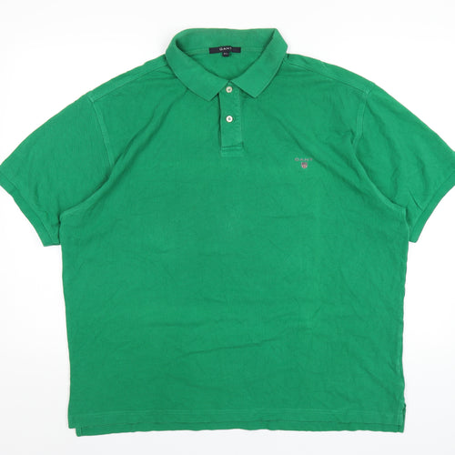 GANT Mens Green Cotton Polo Size 2XL Collared Button