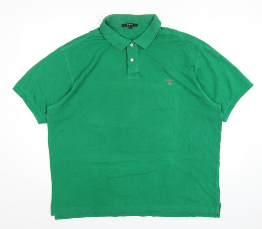 GANT Mens Green Cotton Polo Size 2XL Collared Button