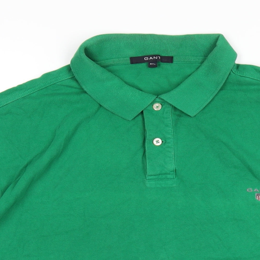 GANT Mens Green Cotton Polo Size 2XL Collared Button